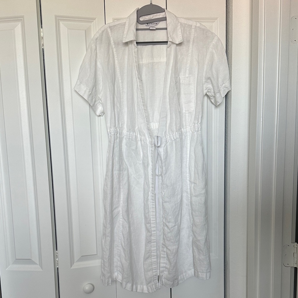 Athleta White Midi Dress with Short Sleeves